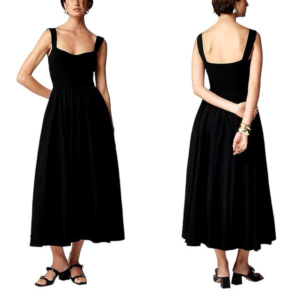 J.Crew Dresses & Skirts - J. Crew Factory Black Midi Sundress with Square Neck